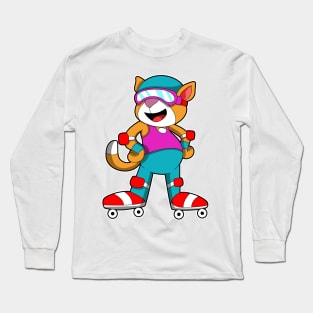 Cat at Inline skating with Inline skates & Helmet Long Sleeve T-Shirt